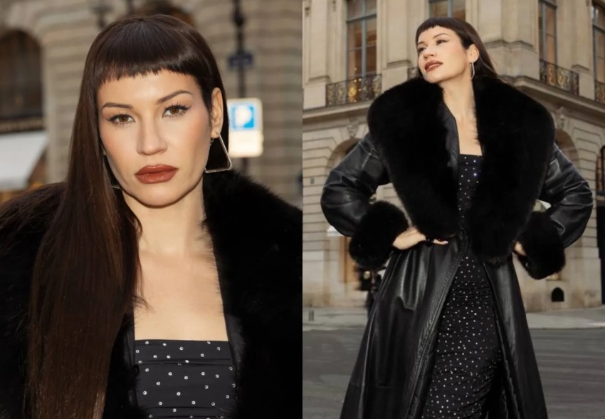 "Жених купил". Ида Галич привезла на Неделю моды в Париж "мамино" кожаное пальто из 90-х