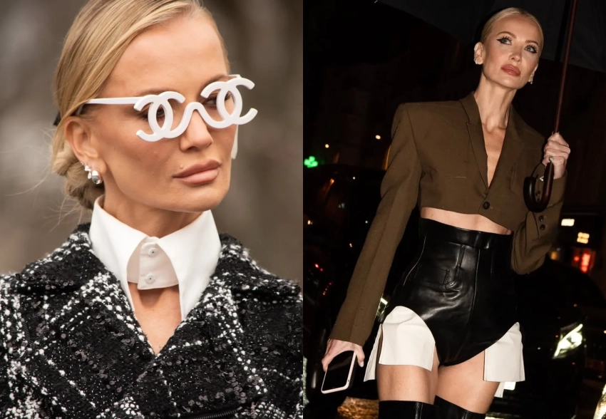 Кожаные "трусы", леопард, Chanel: бывшая жена беглого банкира Татьяна Корсакова посетила Неделю моды в Париже