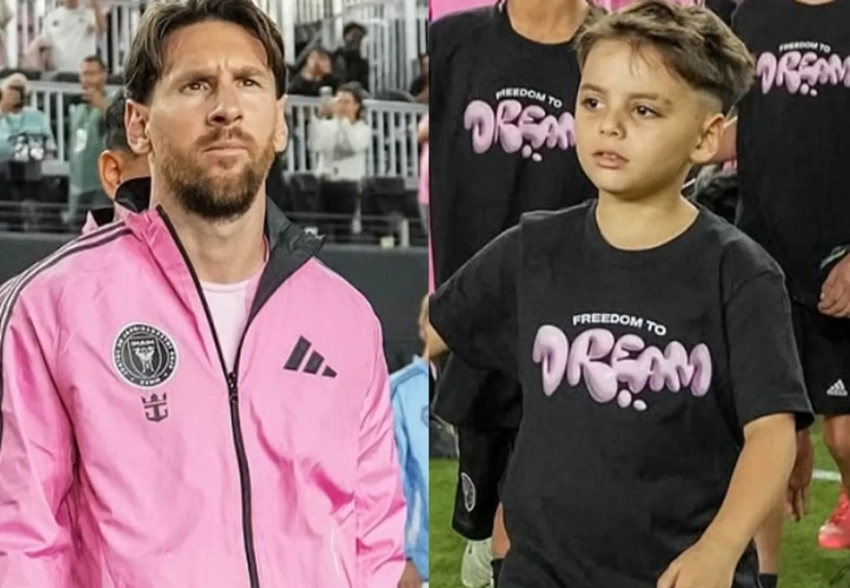 Сын Евы Лонгории вышел на футбольное поле с Лионелем Месси