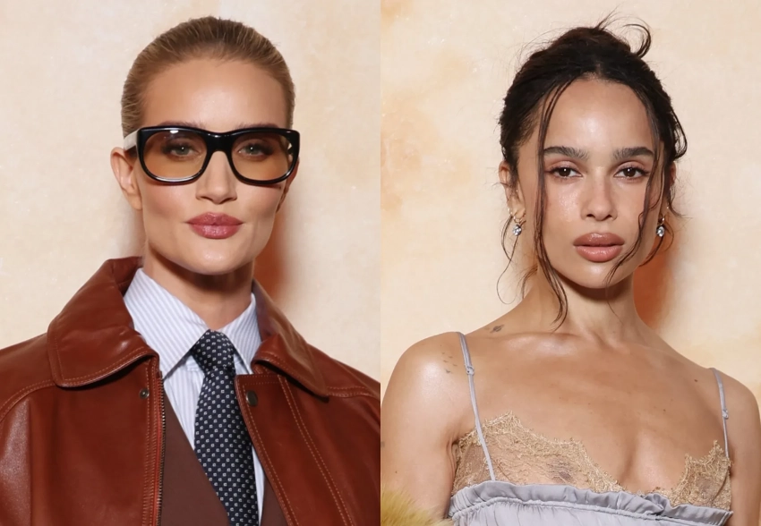 Неделя моды в Париже: Хейли Бибер, Рози Хантингтон-Уайтли, Зои Кравиц, Карла Бруни на показе Saint Laurent