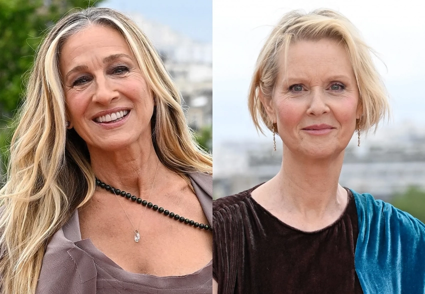 Сара Джессика Паркер, Синтия Никсон и Кристин Дэвис на премьере сериала "И просто так" в Париже