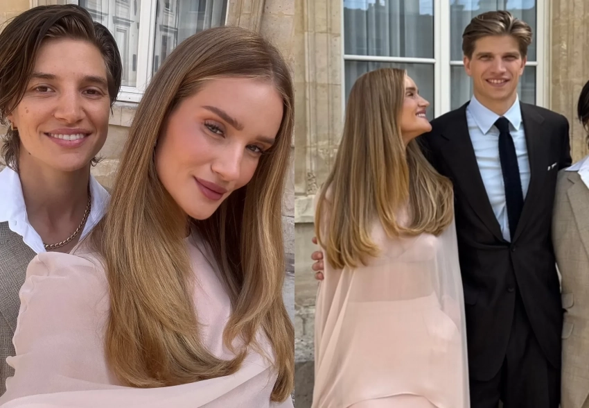 Рози Хантингтон-Уайтли посетила свадьбу младшего брата вместе с сестрой и дочерью