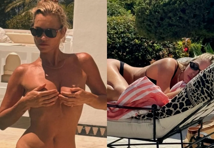 Кейт Мосс загорает топлес на отдыхе с дочерью Лилой на Ибице