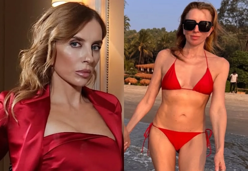 57-летняя Светлана Бондарчук снялась в красном бикини на пляже
